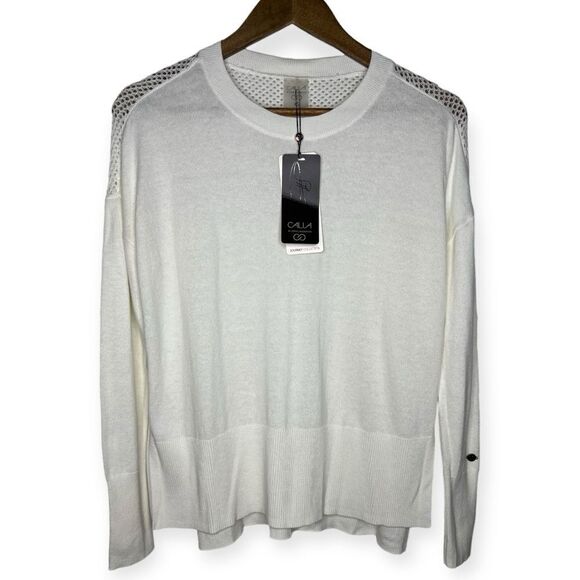 NWT CALIA Carrie Underwood Journey Open Stitch Pullover Sweater White Ivory XS - Picture 4 of 10